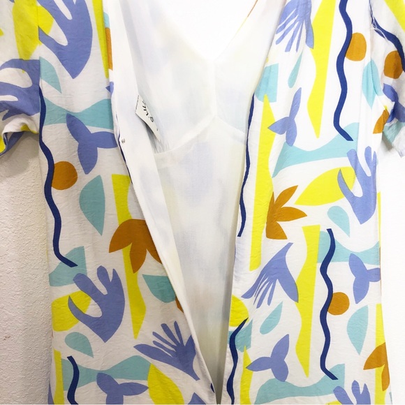 Molly Bracken Printed Maxi Dress V-Neck Ruffle White Size Medium Lili Sidonio - Picture 12 of 15